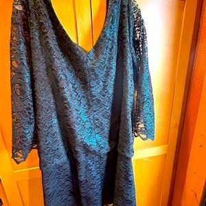 Women’s Green and Black Lace Dress 16W